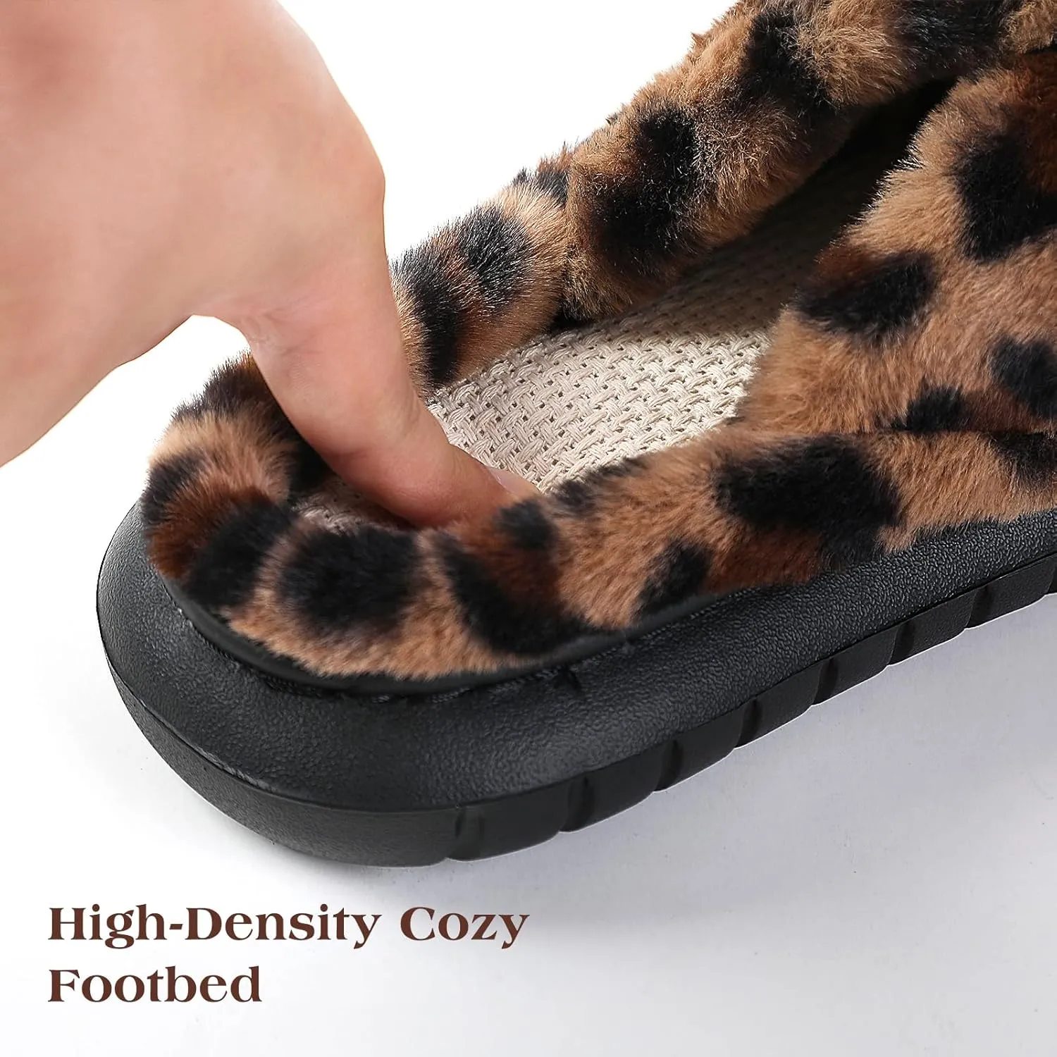 Menore Slippers for Women Crossbands House Bedroom Slides Linen Open Toe Cozy Corduroy Fuzzy Slide Sandals Indoor Outdoor Four Seasons