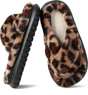 Menore Slippers for Women Crossbands House Bedroom Slides Linen Open Toe Cozy Corduroy Fuzzy Slide Sandals Indoor Outdoor Four Seasons