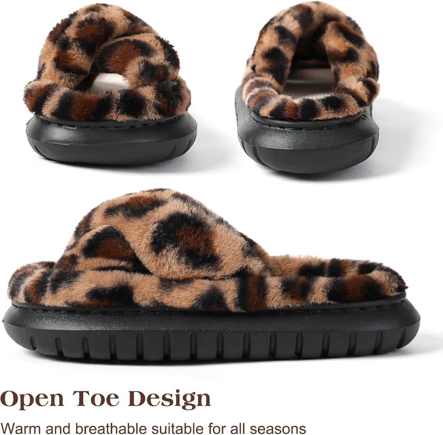 Menore Slippers for Women Crossbands House Bedroom Slides Linen Open Toe Cozy Corduroy Fuzzy Slide Sandals Indoor Outdoor Four Seasons