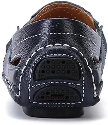 Men's Breathable Summer Genuine Leather Sandal Perforated Casual Walking Driving Flats Shoes