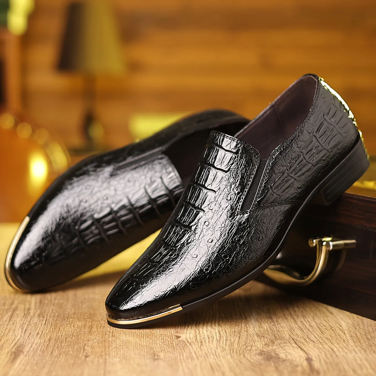 Mens British Style Slick Design Breathable SlipOn Dress Shoes