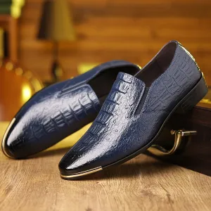 Mens British Style Slick Design Breathable SlipOn Dress Shoes