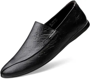 Men's Casual Genuine Leather Slip On Soft Driving Walking Shoes Penny Loafer Flats Shoes