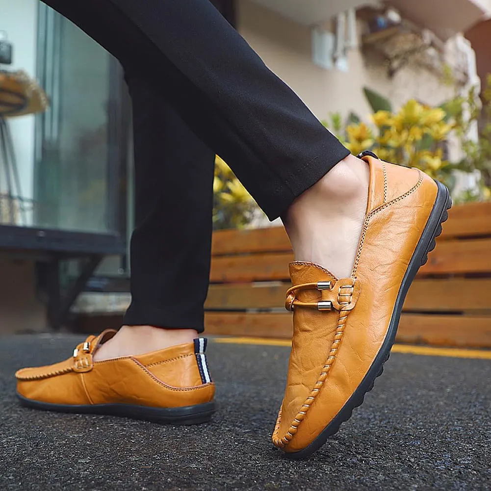 Men's Casual Genuine Leather Slip On Soft Driving Walking Shoes Penny Loafer Flats Shoes