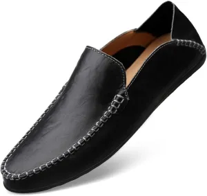 Men's Casual Genuine Leather Slip On Soft Driving Walking Shoes Penny Loafer Flats Shoes