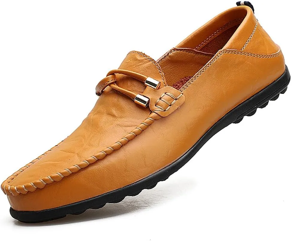 Men's Casual Genuine Leather Slip On Soft Driving Walking Shoes Penny Loafer Flats Shoes