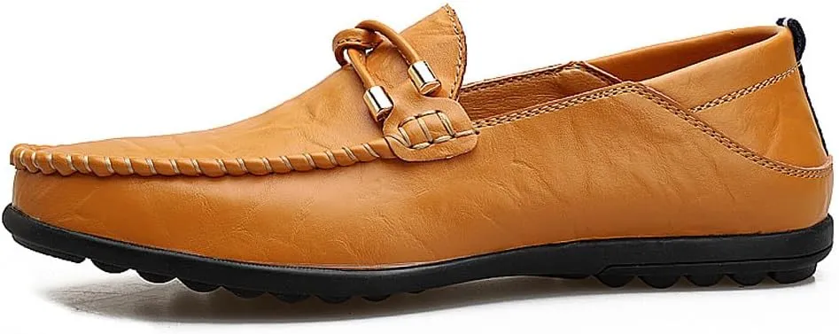 Men's Casual Genuine Leather Slip On Soft Driving Walking Shoes Penny Loafer Flats Shoes