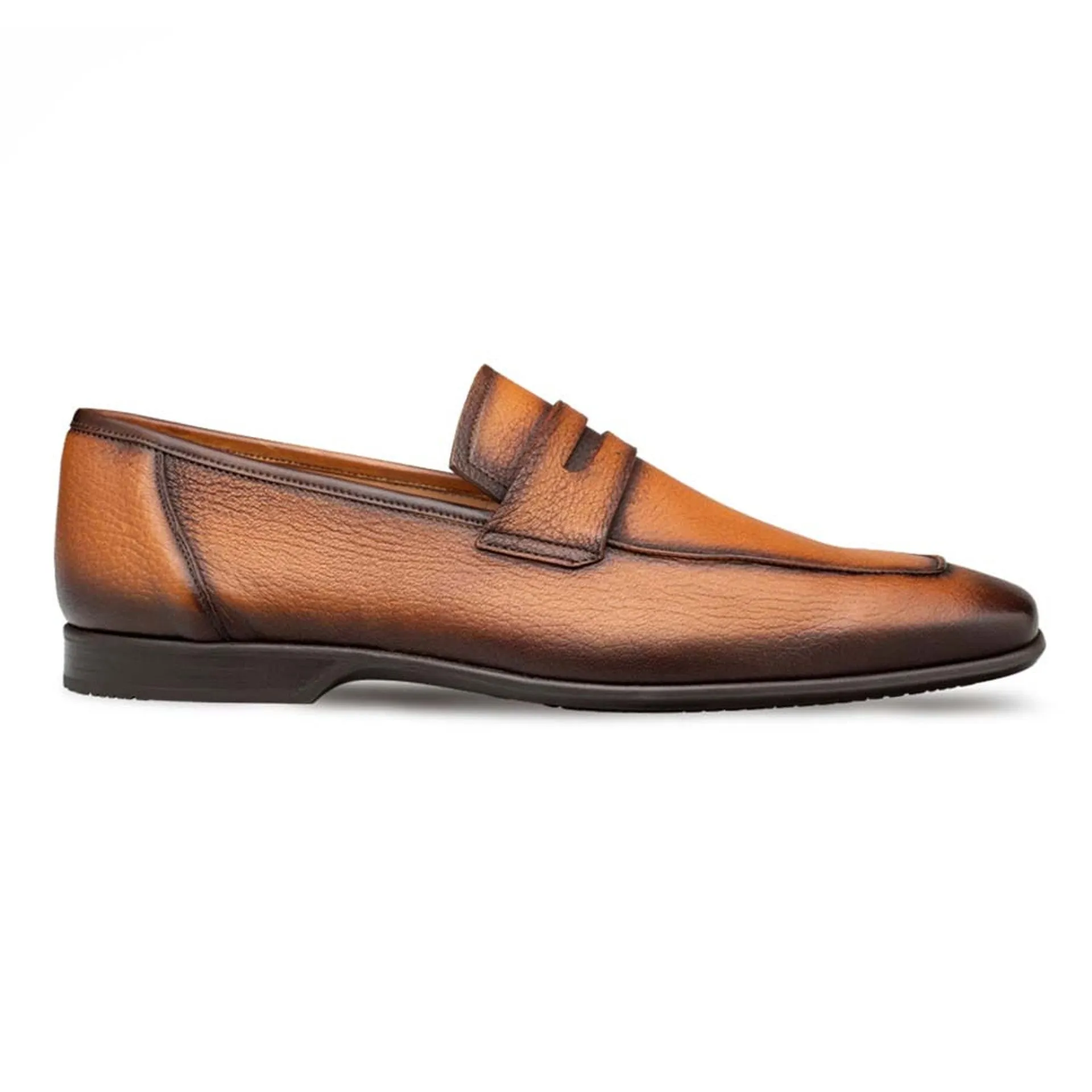 Men's Deerskin Cognac Penny Loafer By Mezlan Made In Spain Brand