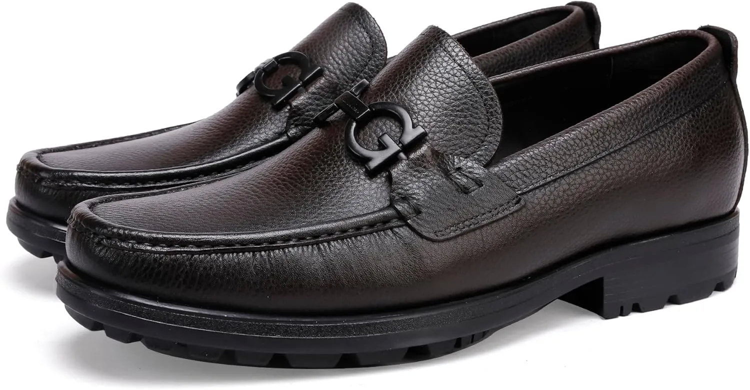 Men's Formal Leather Dress Shoes Business Handmade Buckle Slip On Penny Loafer Wedding Party Shoes for Men