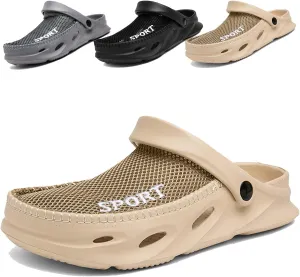 Mens Garden Clogs Shoes Breathable Summer Beach Sandals Sports Sandals Adjustable Slide Slip-on Outdoor Beach Slippers