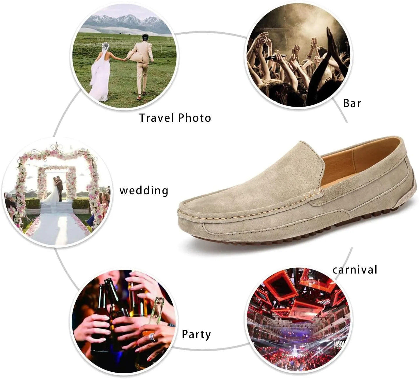Men's Handmade Suede Wide Plain Toe Driving Penny Loafers Slip on Flat Casual Dress Boat Shoes Classic British Soft Sole Business Moccasins Formal Shoes