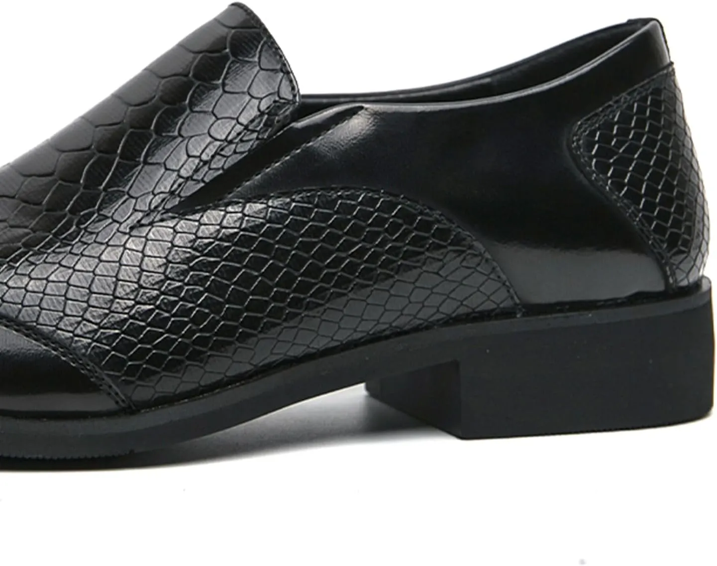 Men's Leather Loafers Black Slip-on Loafers with Snake Pattern Office Formal Oxfords Dancing Dress Shoes