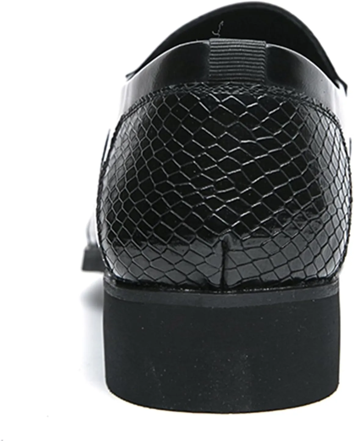 Men's Leather Loafers Black Slip-on Loafers with Snake Pattern Office Formal Oxfords Dancing Dress Shoes