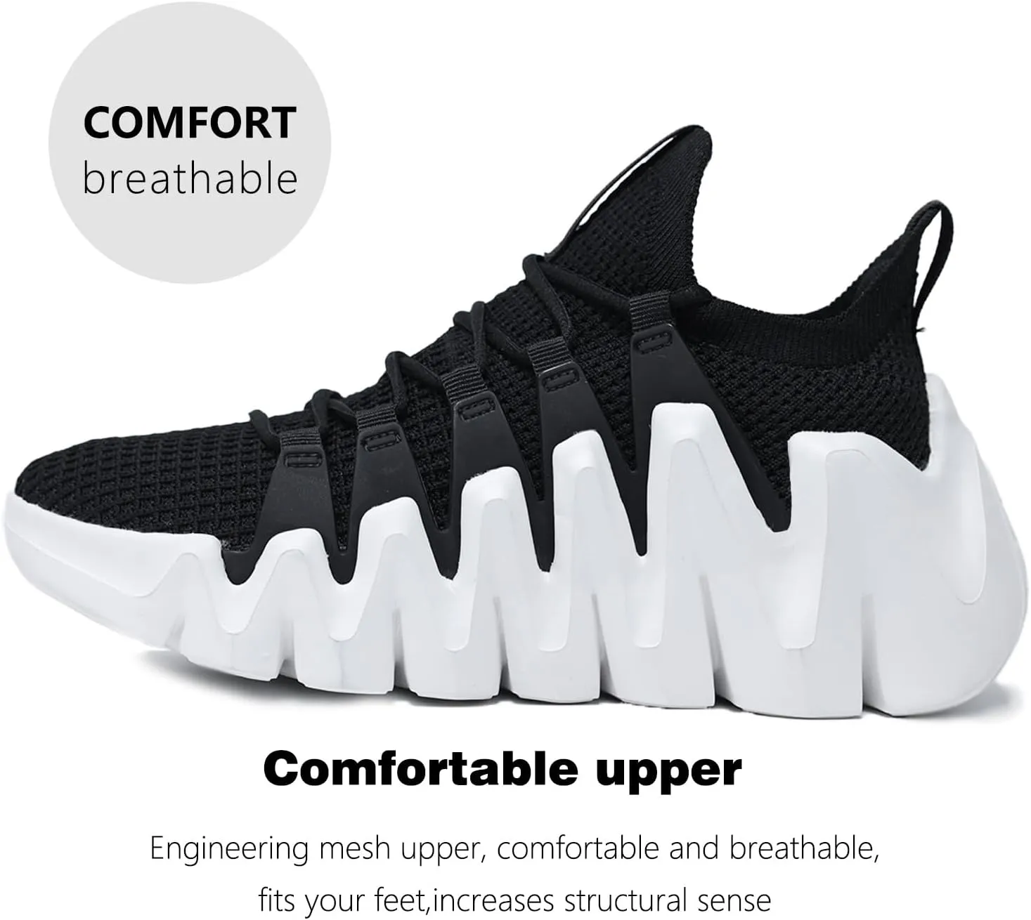 Men's Lightweight Walking Sneakers - Breathable Cushioning Gym Shoes Slip-Resistant Athletic Shoes for Running