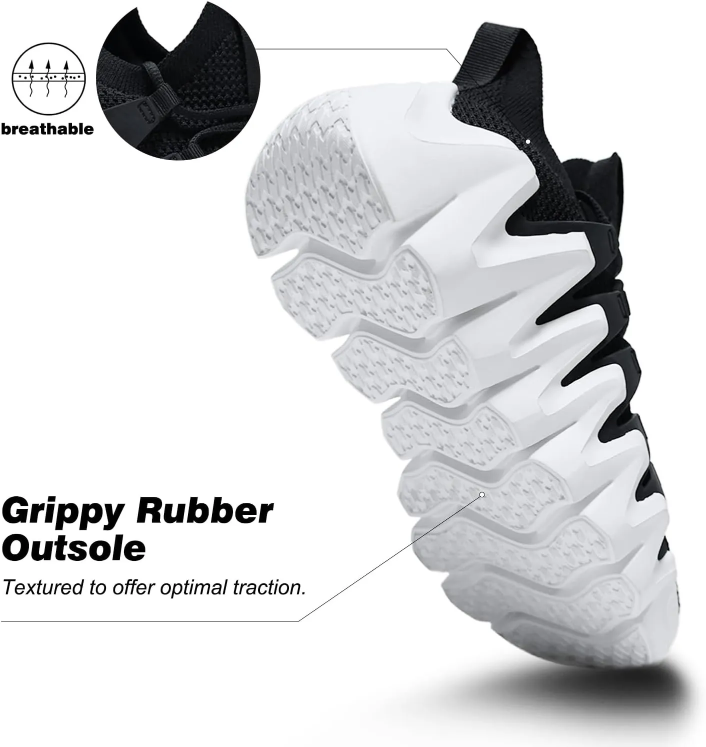 Men's Lightweight Walking Sneakers - Breathable Cushioning Gym Shoes Slip-Resistant Athletic Shoes for Running