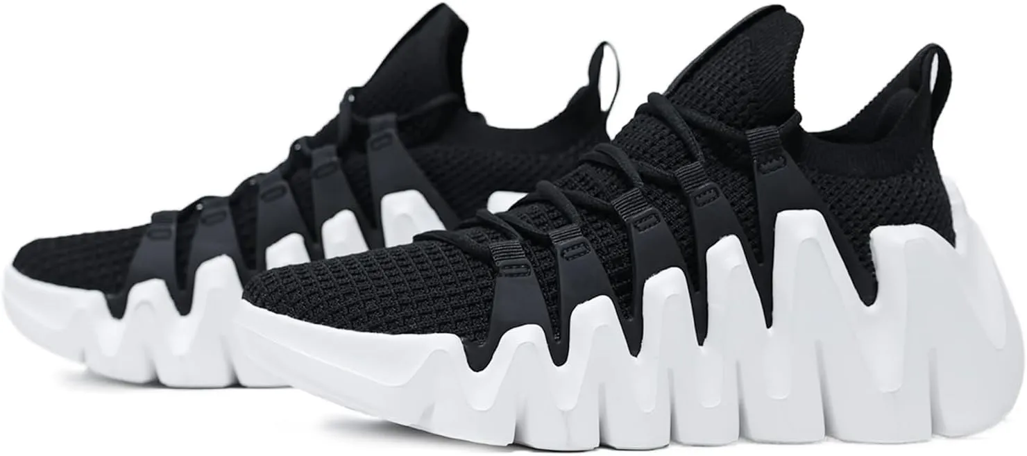 Men's Lightweight Walking Sneakers - Breathable Cushioning Gym Shoes Slip-Resistant Athletic Shoes for Running