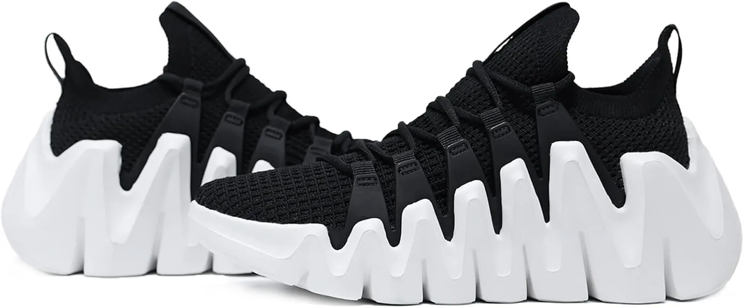 Men's Lightweight Walking Sneakers - Breathable Cushioning Gym Shoes Slip-Resistant Athletic Shoes for Running