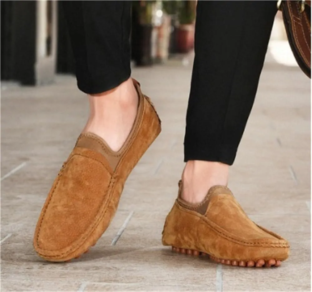 Mens Loafers Moccasins Shoes Solid Colors Flat Heel Slip on Anti-Slip Flexible Resistant