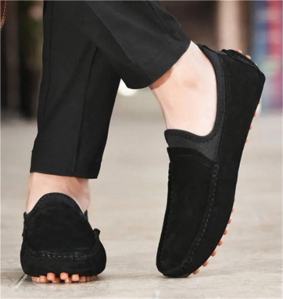 Mens Loafers Moccasins Shoes Solid Colors Flat Heel Slip on Anti-Slip Flexible Resistant