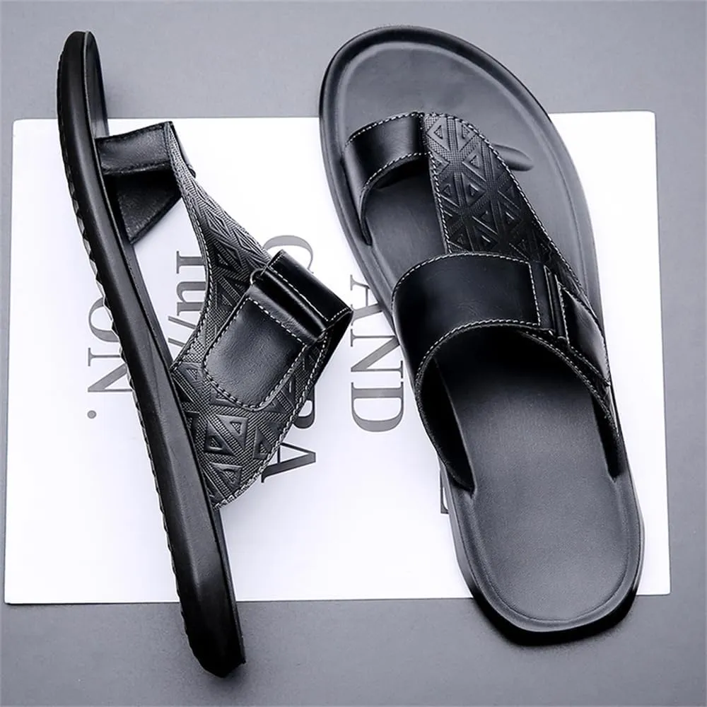 Mens Slide Sandal Indoor and Outdoor Beach Flip Flop Casual Thong Leather Slip On Athletic Slipper Quick-Dry