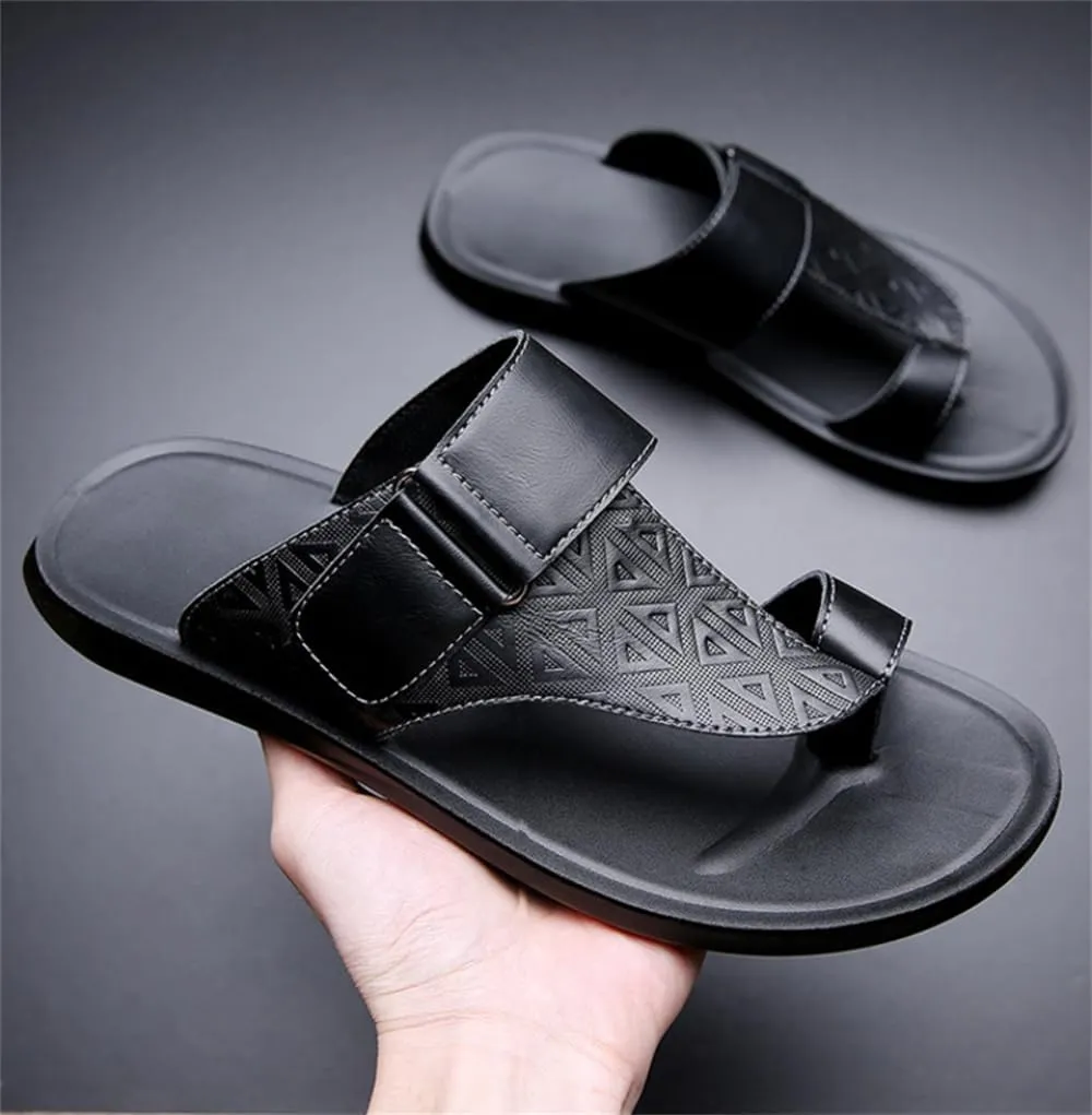 Mens Slide Sandal Indoor and Outdoor Beach Flip Flop Casual Thong Leather Slip On Athletic Slipper Quick-Dry