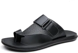 Mens Slide Sandal Indoor and Outdoor Beach Flip Flop Casual Thong Leather Slip On Athletic Slipper Quick-Dry