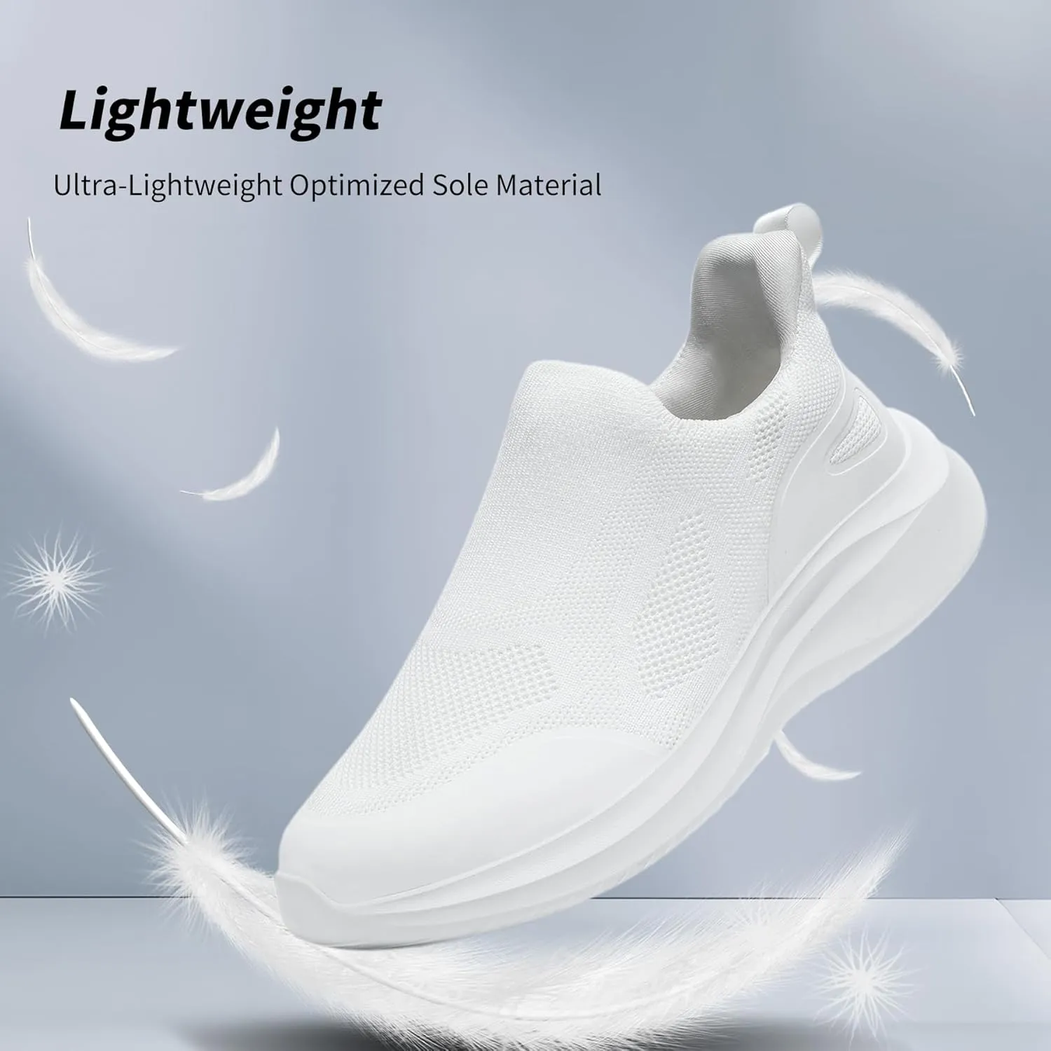 Men's Slip On Walking Shoes Non Slip Running Tennis Sneakers Cushion Cross Training Laceles Lightweight Breathable Athletic Gym Workout Casual
