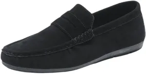 Mens Suede Loafers Vamp Driving Loafers Apron Toe Moccasins Anti-Slip Lightweight Flat Heel Anti-Slip Classic Walking Slip-On Smoking Loafers