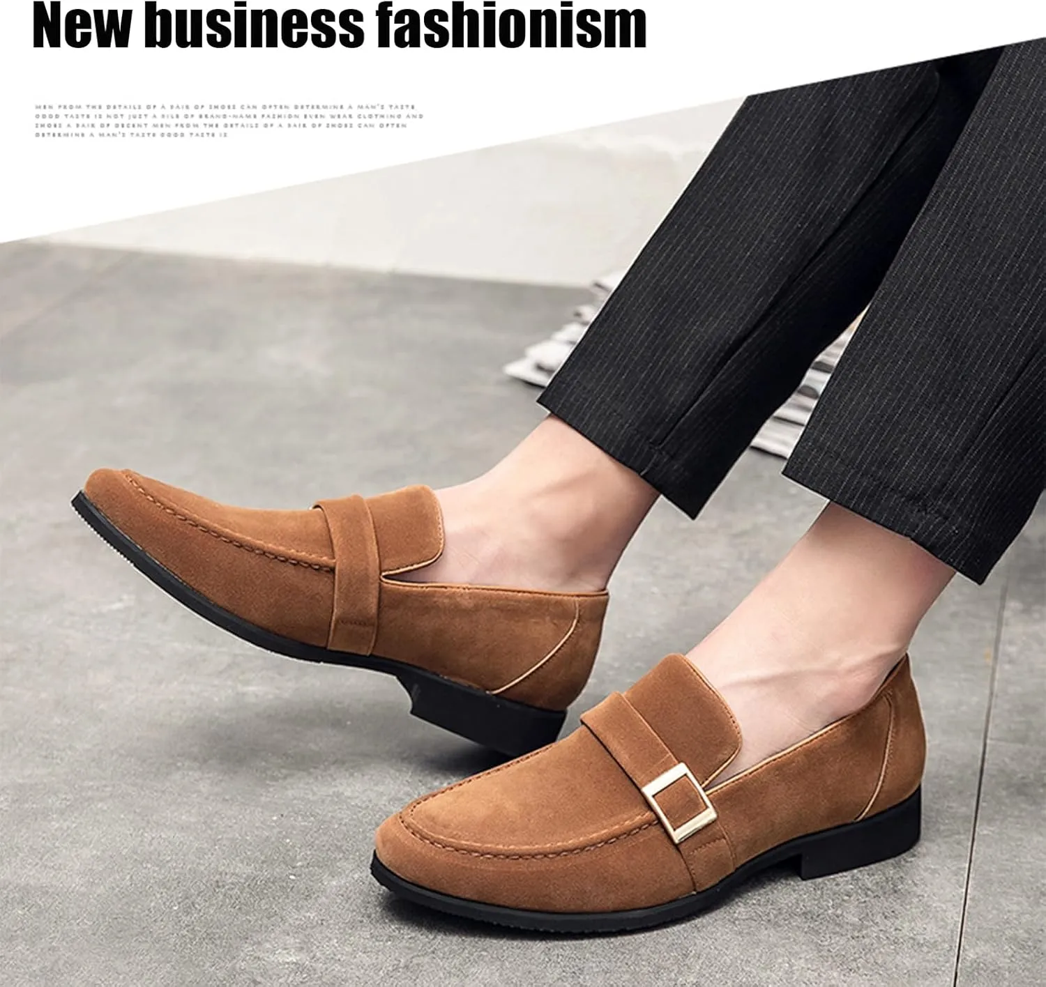 Men's Suede Penny Loafers Fashionable Metal Buckle Luxury Banquet Party Dress Shoes Comfortable Slip-On Moccasin Driving Loafers