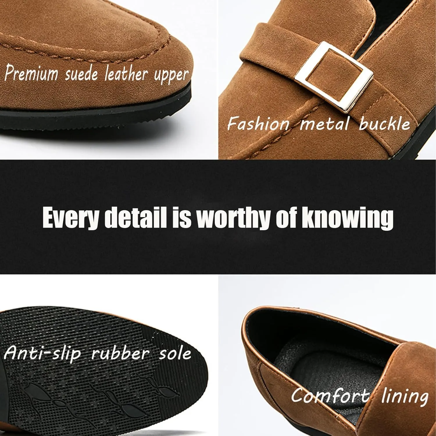 Men's Suede Penny Loafers Fashionable Metal Buckle Luxury Banquet Party Dress Shoes Comfortable Slip-On Moccasin Driving Loafers