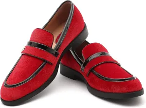 Mens Velvet Loafers, Men's Fashion Mens Dress Shoes Classic Loafers for Wedding Party Penny Dancing,Slip-On Flats Smoking Slippers Prom