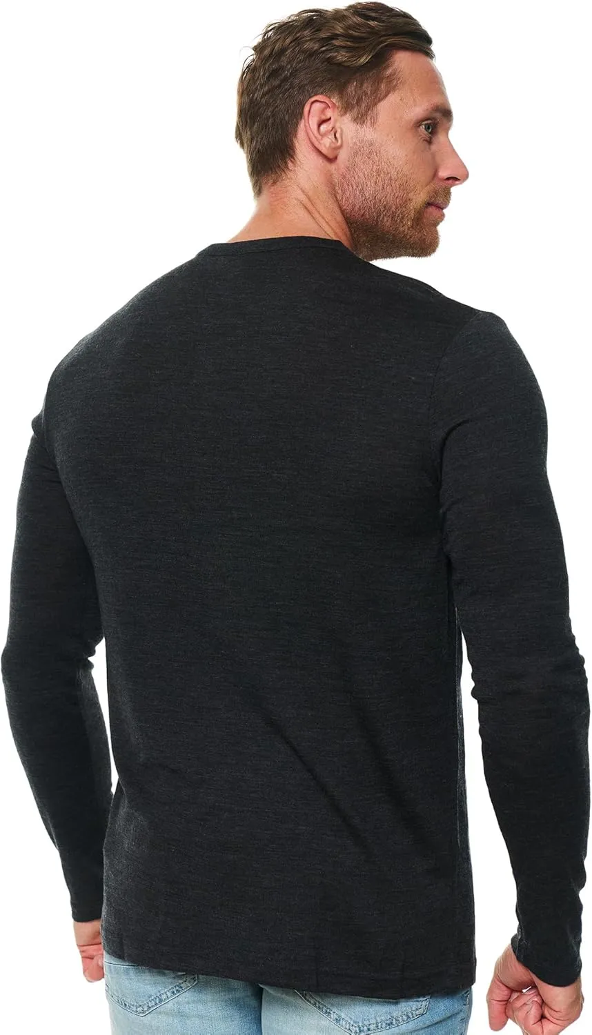 Merino Wool Base Layer Mens - 100% Merino Wool Shirts for Men Thermal Underwear Long Sleeve T-Shirt for Hiking Hunting