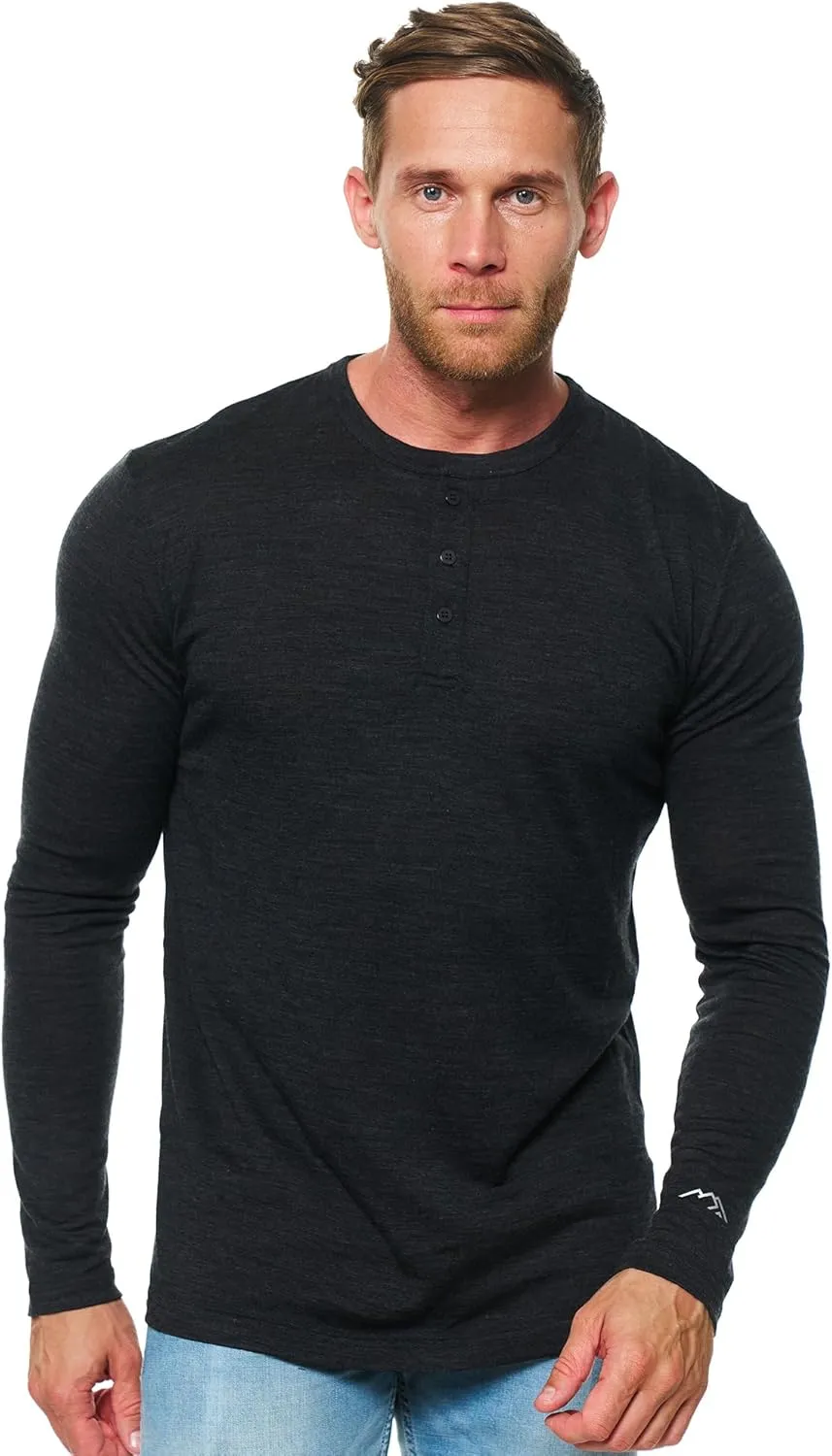 Merino Wool Base Layer Mens - 100% Merino Wool Shirts for Men Thermal Underwear Long Sleeve T-Shirt for Hiking Hunting