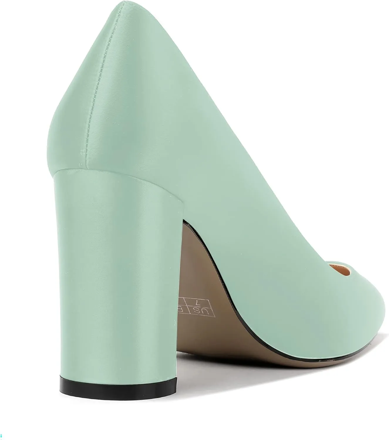 MERRORI Women's Dress Satin Pointed Toe Slip On Elegant Evening Chunky High Heel Pumps Shoes 3.3 Inch