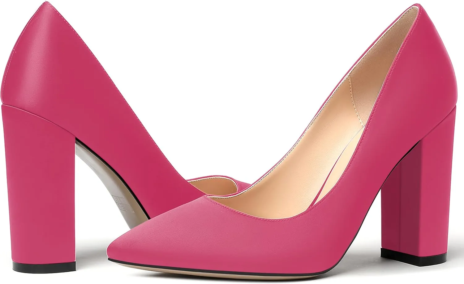 MERRORI Womens Satin Dress Elegant Square Toe Slip On Bridal Chunky High Heel Pumps Shoes 4 Inch