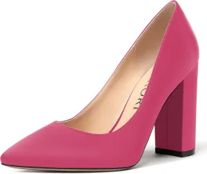 MERRORI Womens Satin Dress Elegant Square Toe Slip On Bridal Chunky High Heel Pumps Shoes 4 Inch