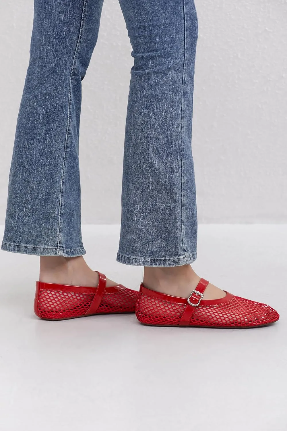 Mesh Ballet Flats for Women Comfort Work Flats for Women Office Dressy Wedding Mesh Mary Jane Flats