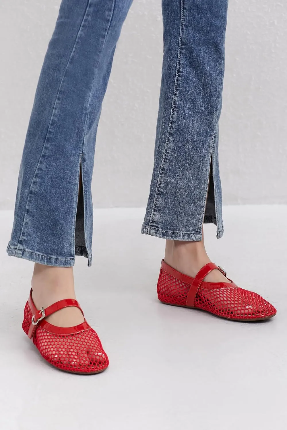 Mesh Ballet Flats for Women Comfort Work Flats for Women Office Dressy Wedding Mesh Mary Jane Flats