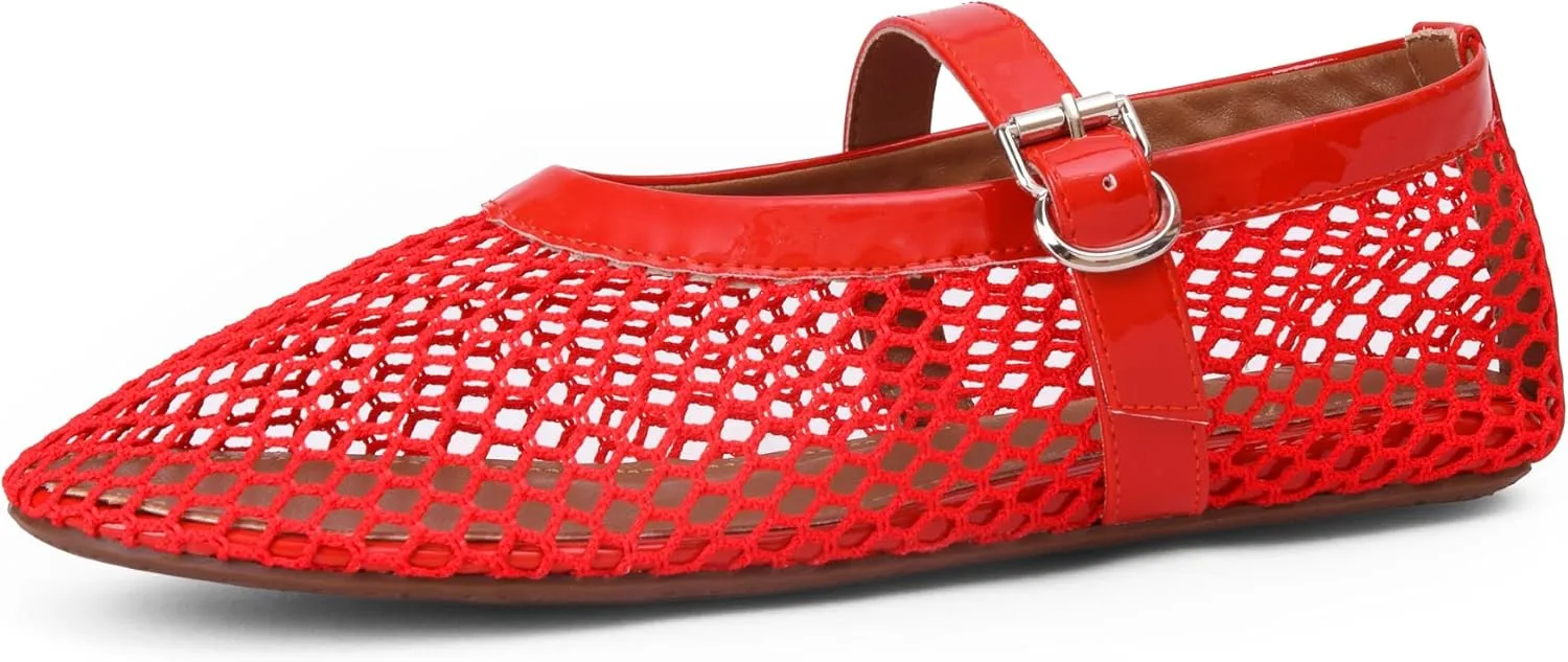 Mesh Ballet Flats for Women Comfort Work Flats for Women Office Dressy Wedding Mesh Mary Jane Flats