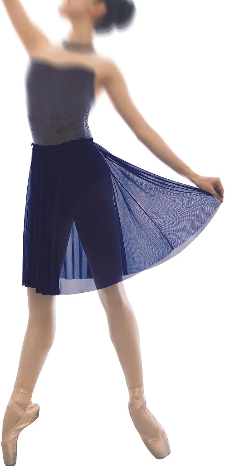 Mesh Ballet Skirt 20.5 Inches Long Practice Skirt Ruffle Elastic Waistband