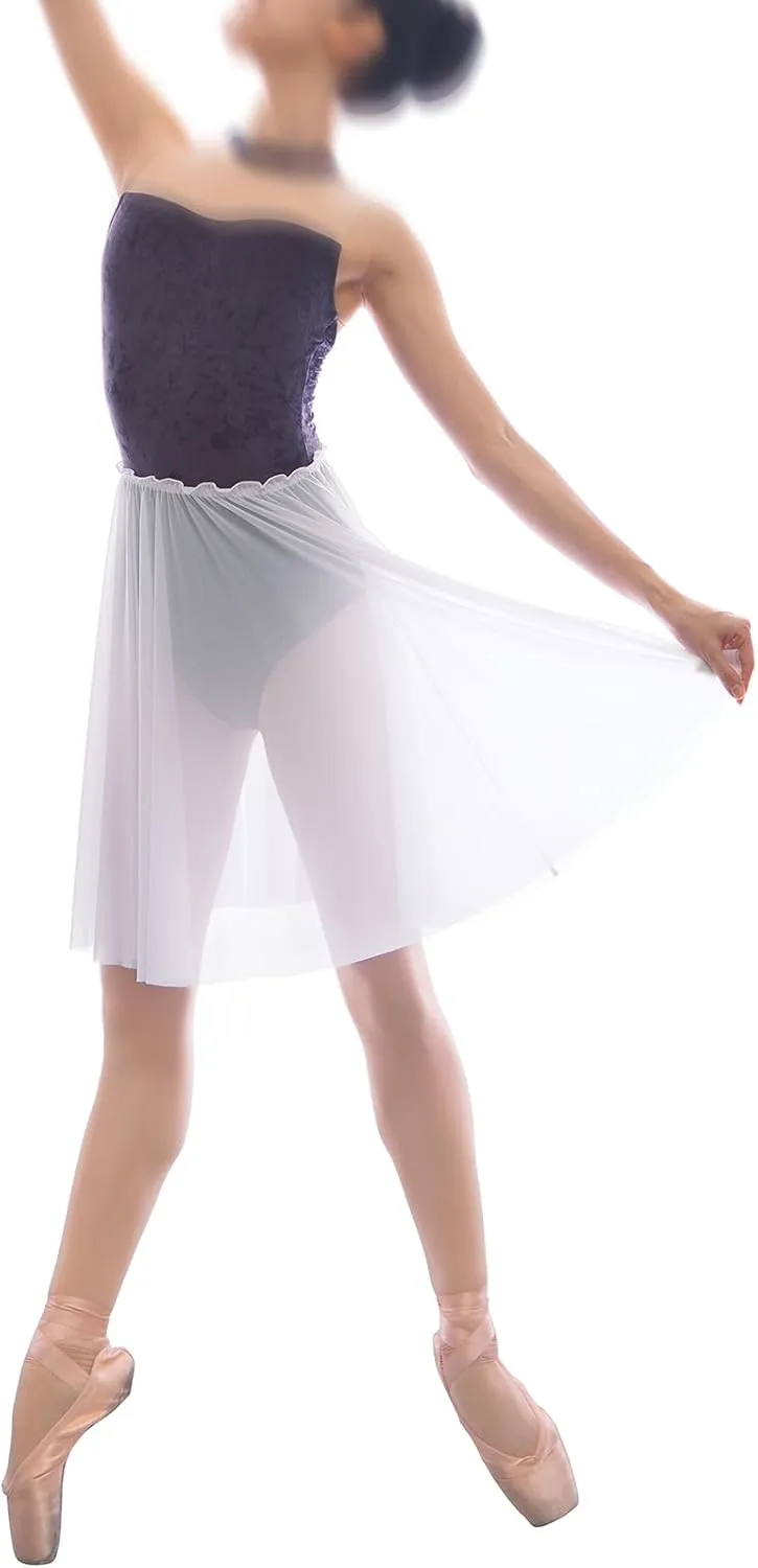 Mesh Ballet Skirt 20.5 Inches Long Practice Skirt Ruffle Elastic Waistband