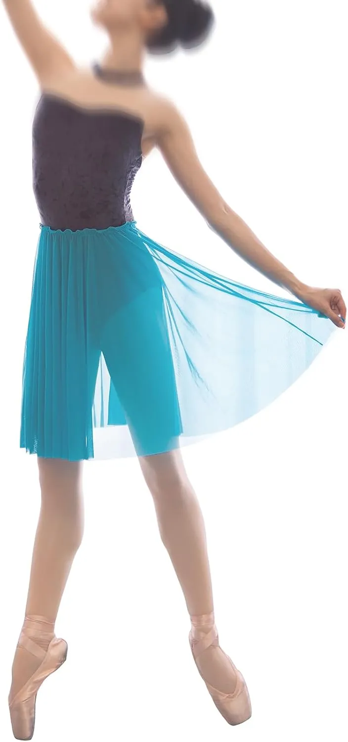 Mesh Ballet Skirt 20.5 Inches Long Practice Skirt Ruffle Elastic Waistband