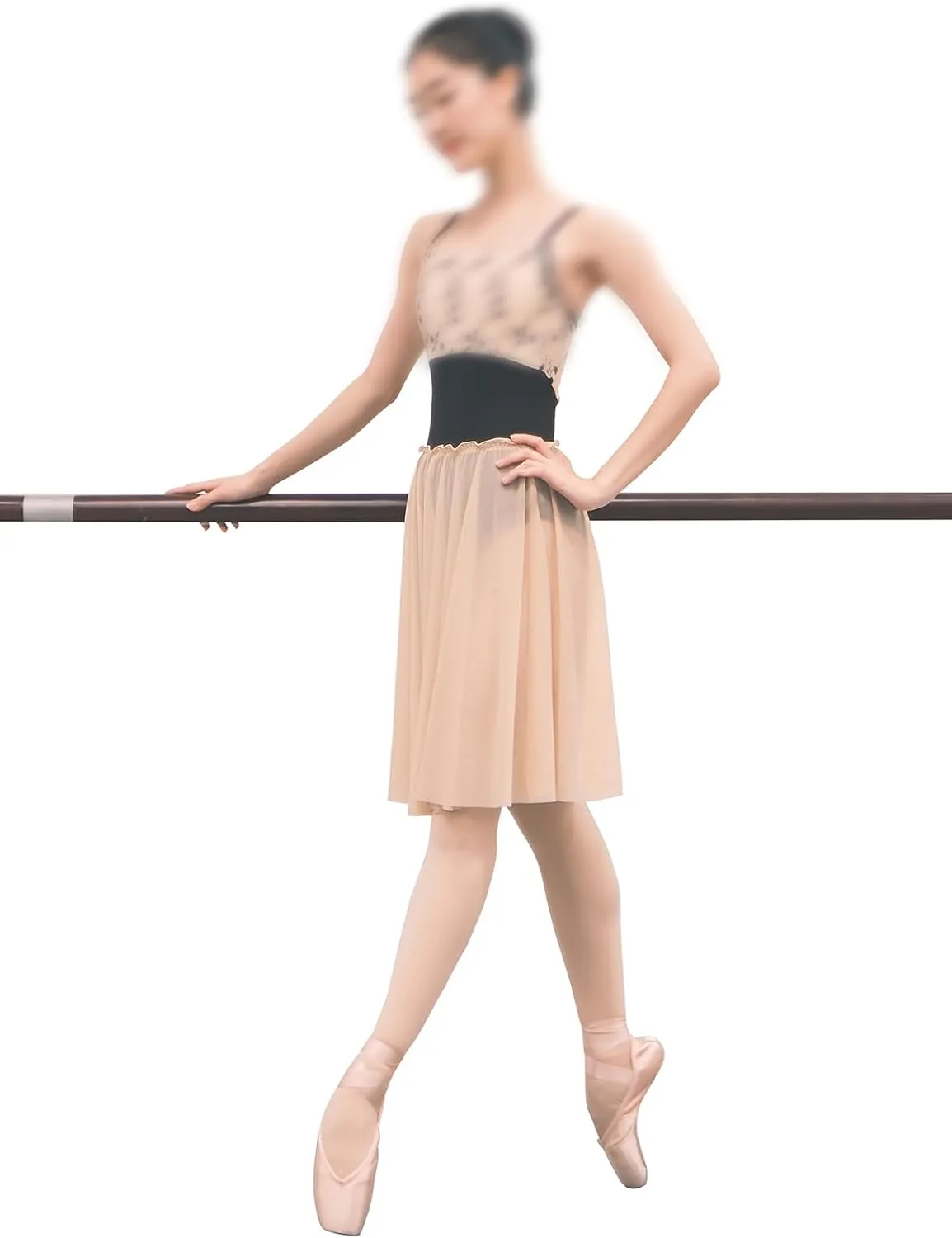 Mesh Ballet Skirt 20.5 Inches Long Practice Skirt Ruffle Elastic Waistband
