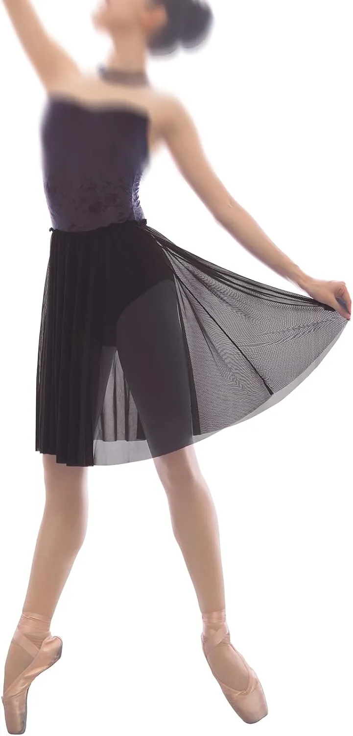 Mesh Ballet Skirt 20.5 Inches Long Practice Skirt Ruffle Elastic Waistband