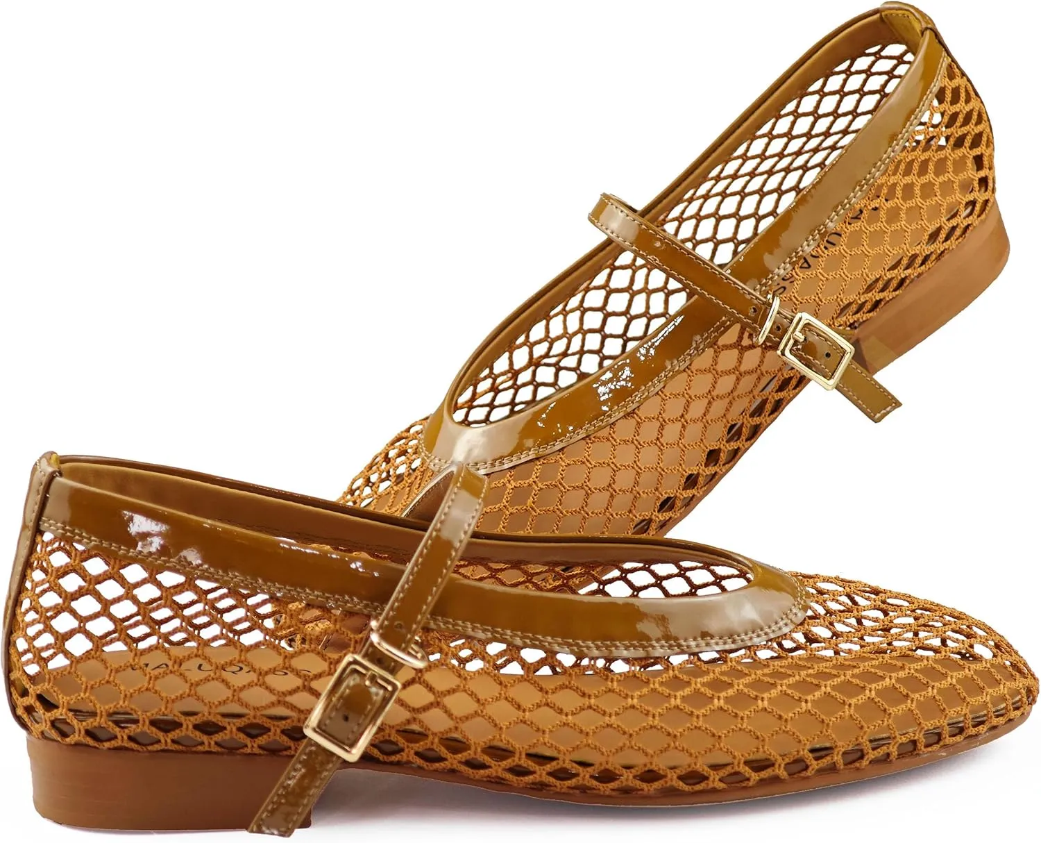 Mesh Flats for Women Ballet Mary Jane Flats Buckle Strap Comfy Casual Office Daily Fishnet Ballerina Flat Sandals Women Shoes Dressy Summer, Black