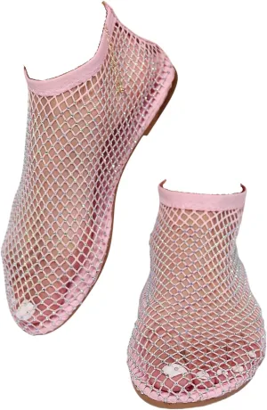 Mesh Flats for Women - Ultra Comfortable Shiny Gem Mesh Flats - Sparkle Shoes Sandals