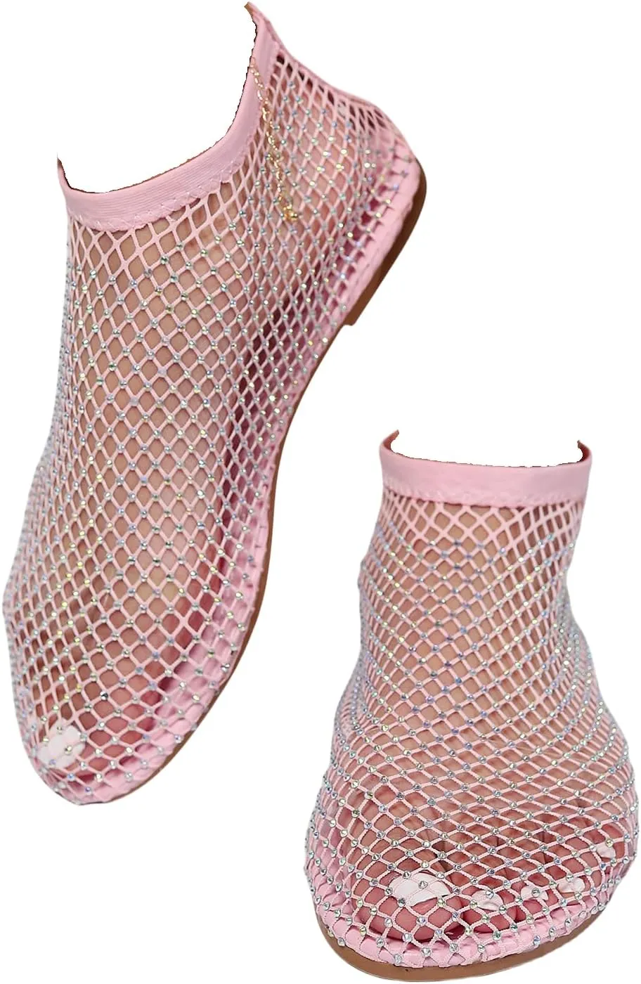 Mesh Flats for Women - Ultra Comfortable Shiny Gem Mesh Flats - Sparkle Shoes Sandals