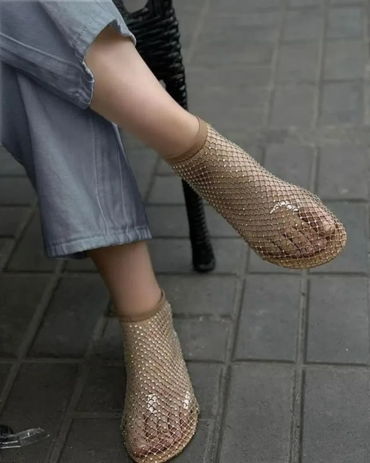 Mesh Flats for Women - Ultra Comfortable Shiny Gem Mesh Flats - Sparkle Shoes Sandals