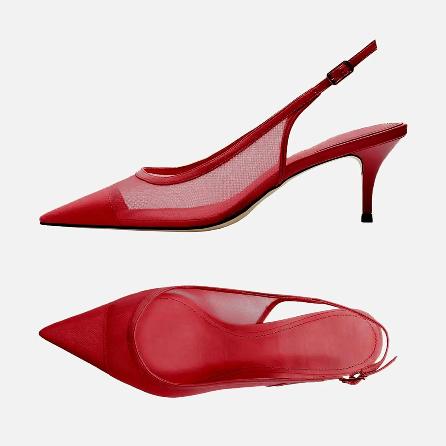Mesh Kitten Heels for Women Slingback Design with Pointed Toe Breathable and Stylish Elegant Low Heel for Comfort and Sophistication
