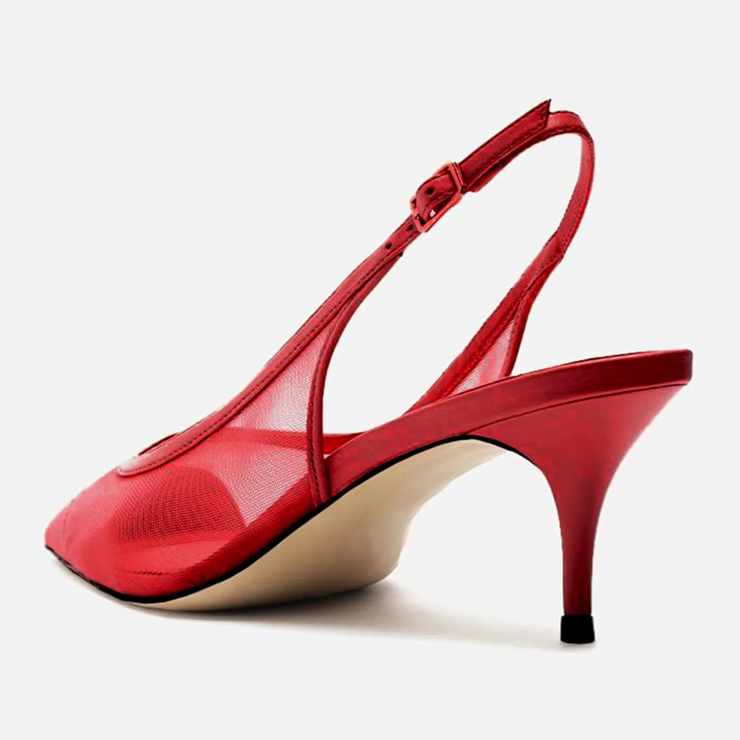 Mesh Kitten Heels for Women Slingback Design with Pointed Toe Breathable and Stylish Elegant Low Heel for Comfort and Sophistication